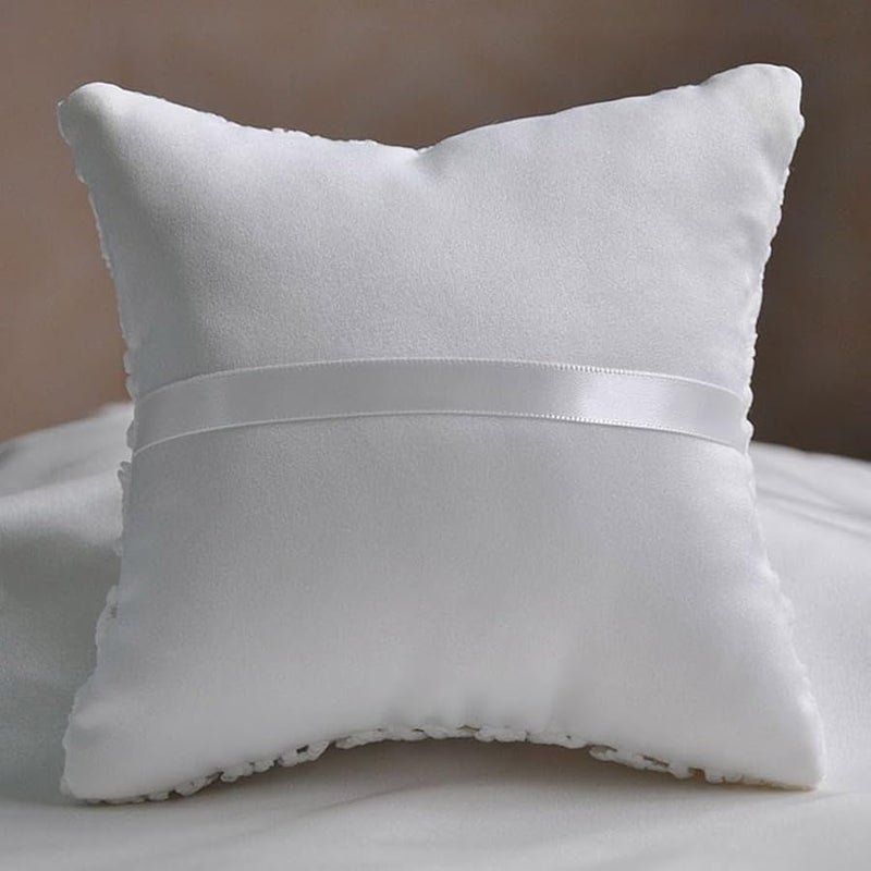 White Wedding Ring Pillow Elegant Soft Photo Props For Memorable Ceremony Decoration - Image 4